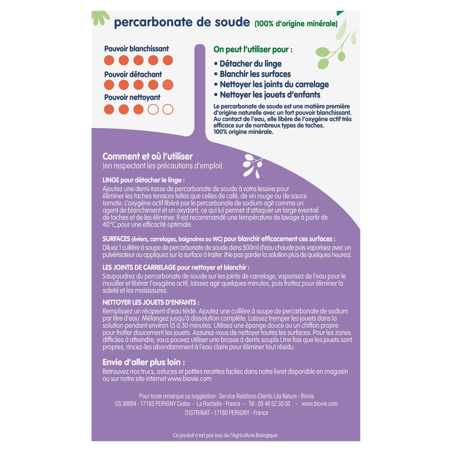 Percarbonate de Soude Détache & Blanchit BIOVIE 