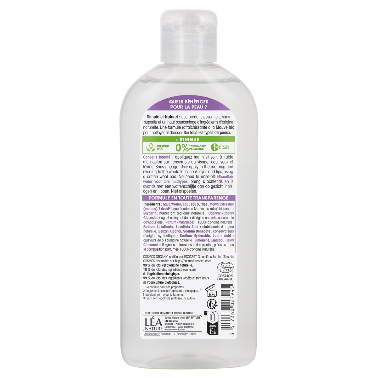 Eau Micellaire Eau Micellaire tous types de peaux SO'BIO ETIC 