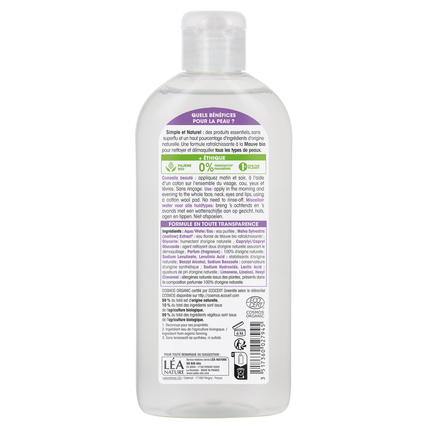 Eau Micellaire Eau Micellaire tous types de peaux SO'BIO ETIC 