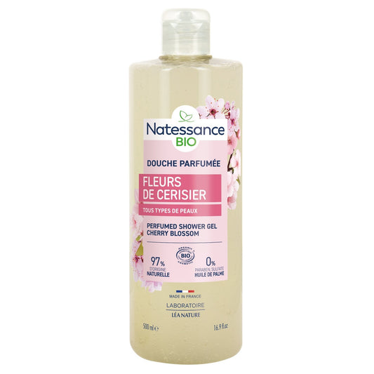 Gel Douche Corps Hydratant Fleur de Cerisier Bio NATESSANCE le flacon de 500ml