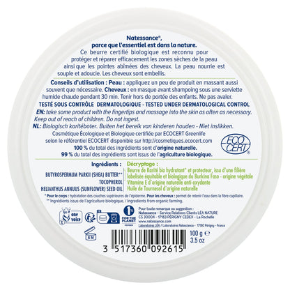 Beurre Corps Nourrissant Protecteur Adoucissant Bio NATESSANCE 