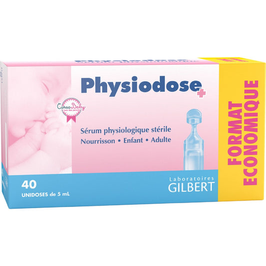 Sérum Physiologique Stérile PHYSIODOSE la boite de 40 unidoses de 5mL
