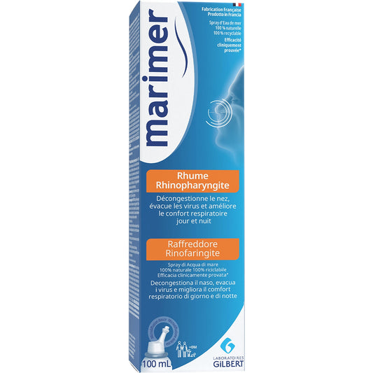 Spray Hypertonique Décongestionne le Nez et Lave le Nez Bouché Rhume et Rhinopharyngite MARIMER 