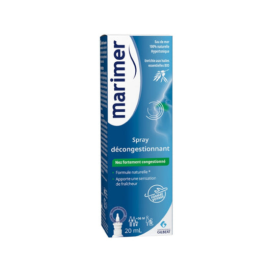 Spray Décongestionnant à l'Eau de Mer et Huiles Essentielles Débouche le Nez MARIMER le flacon de 20mL