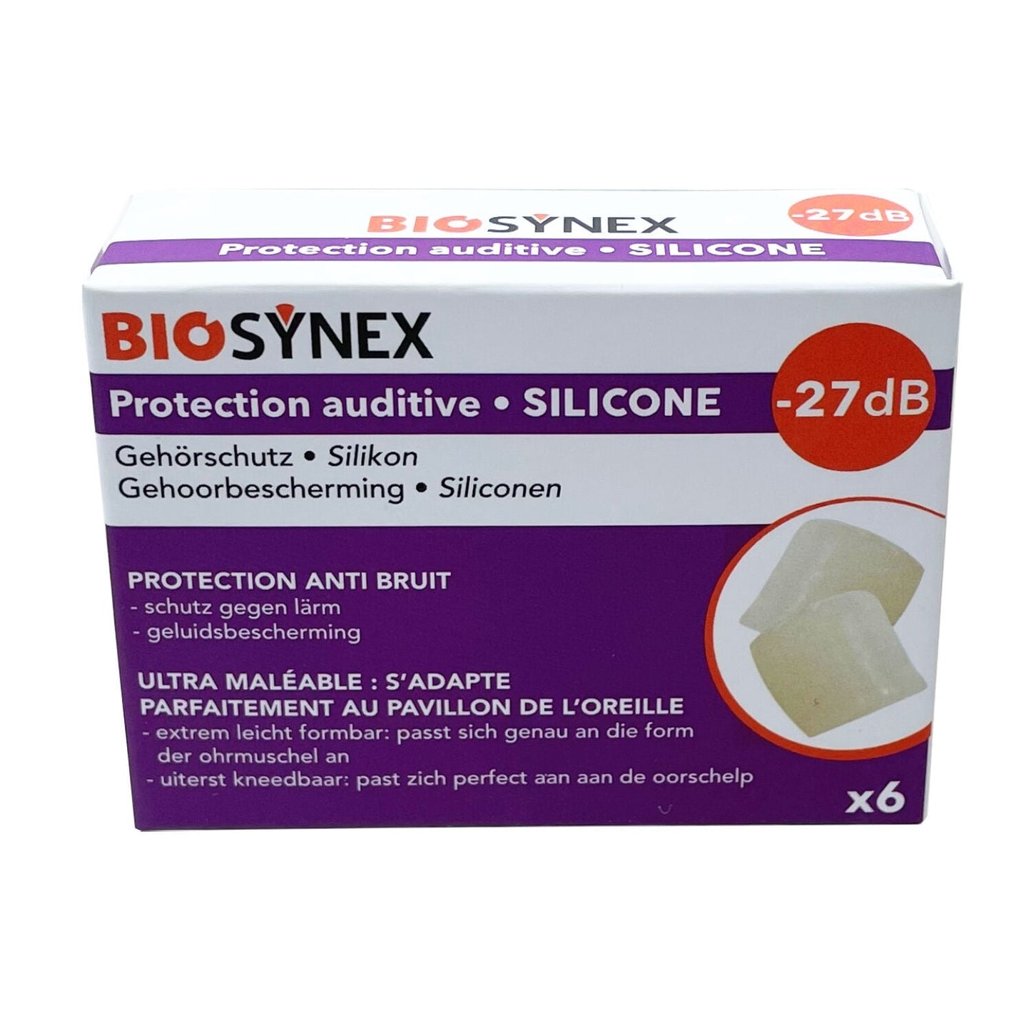 Protection auditive Anti-bruit Ultra Maléable en Silicone -27 DB BIOSYNEX 