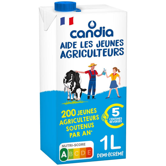 Lait Demi-Ecrémé CANDIA La brique 1L