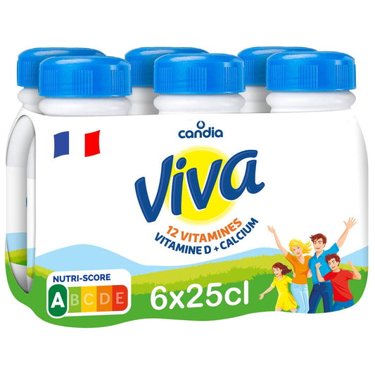 Lait Vitaminé Viva CANDIA le pack de 6 bouteilles de 25cL