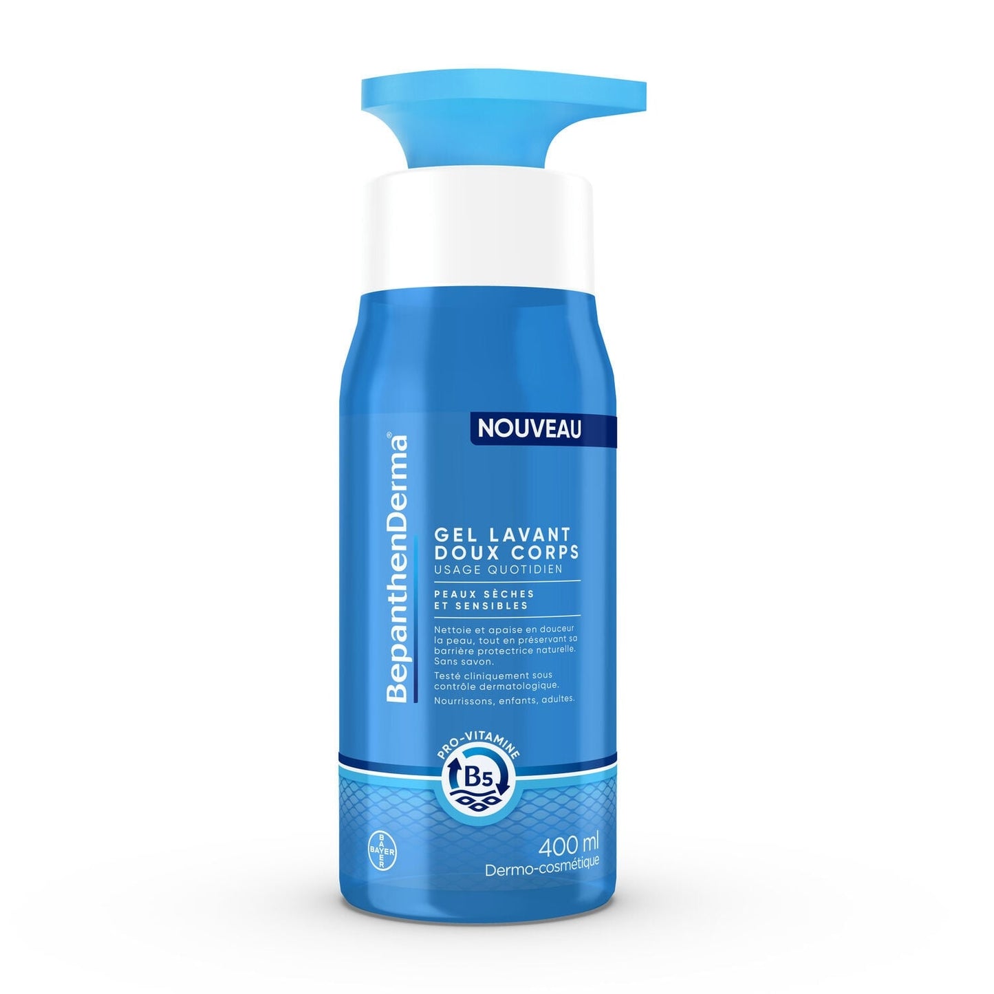 Gel douche Corps Peaux Sèches et Sensibles Nettoie et Protège Pro-vitamine B5 Lavant Doux BEPANTHENDERMA 