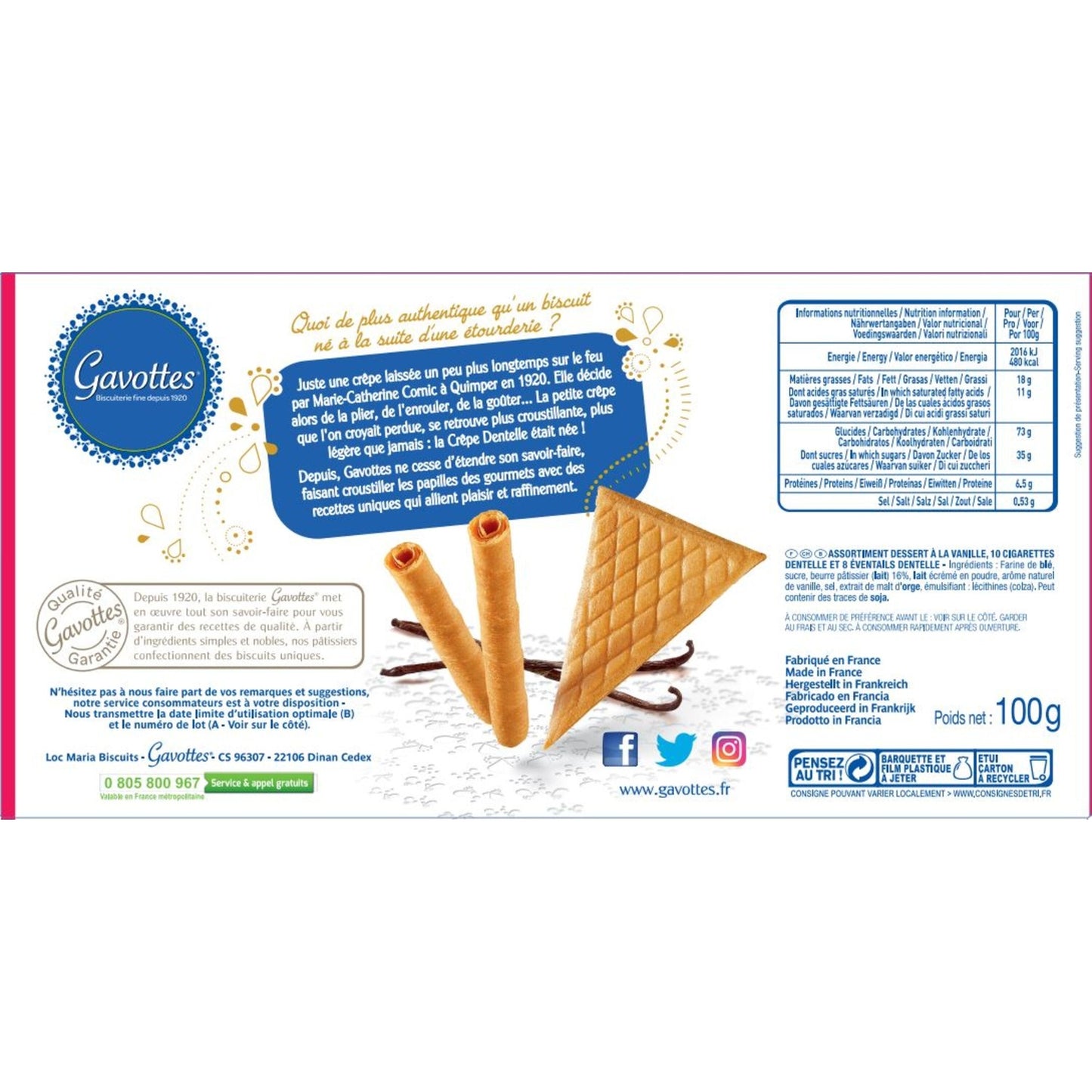 GAVOTTES Vanilla Lace Fan and Cigarette Dessert Assortment