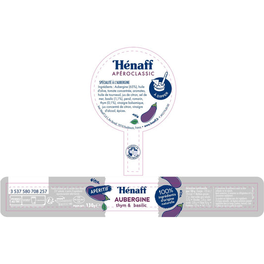 Tartinable Aubergine Thym et Basilic HENAFF la boite de 130g
