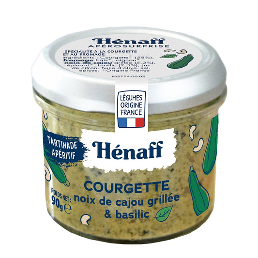 Tartinade Apéritif Courgette Noix de Cajou Grillée Basilic et Fromage HENAFF le pot de 90g