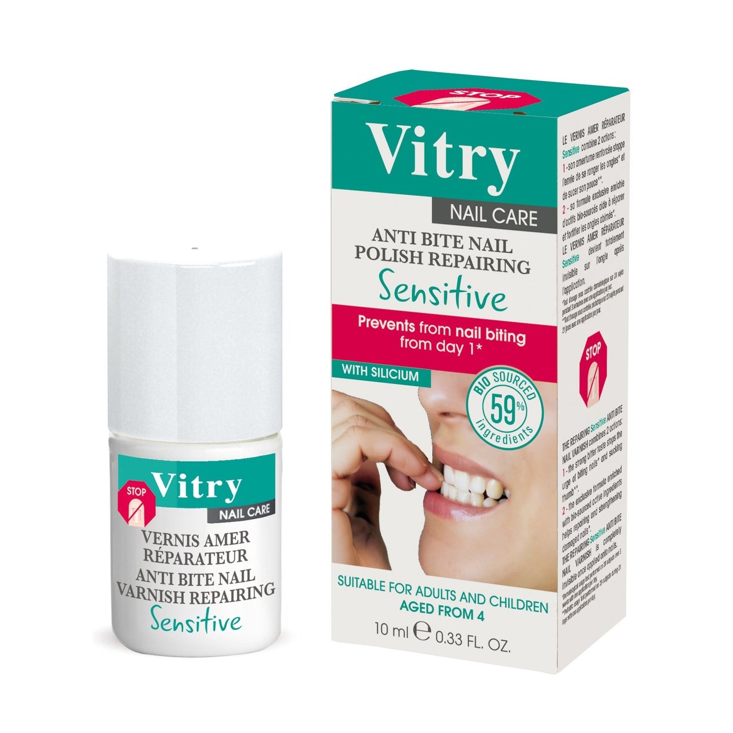 Bitter Nail Polish Against the Urge to Bite Nails and Sucking Thumb Repairs and Strengthens Damaged Nails Invisible Sensitive VITRY
