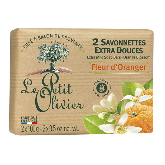 Savon Solide Fleur d'Oranger LE PETIT OLIVIER les 2 savons de 100g