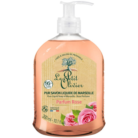 Savon Liquide Parfum Rose LE PETIT OLIVIER le flacon de 300mL