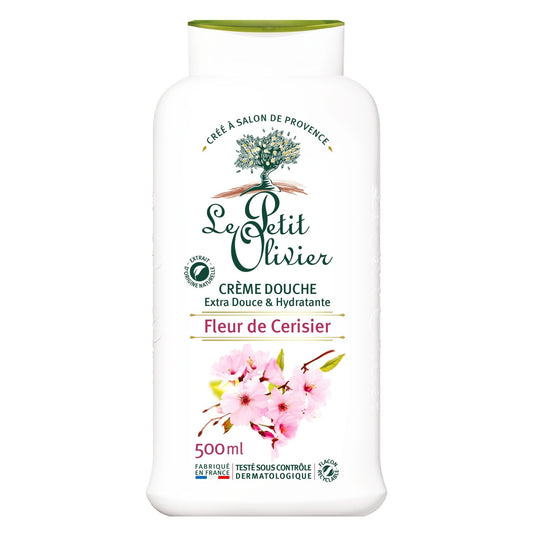 Gel Douche Extra Douce Fleur de Cerisier LE PETIT OLIVIER le flacon de 500mL