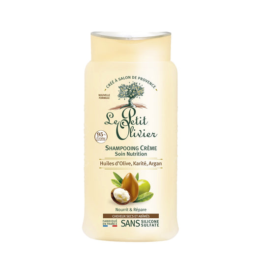 Shampoo Cream Nourishing Care for Dry and Damaged Hair Olive, Shea, Argan and LE PETIT OLIVIER Oils