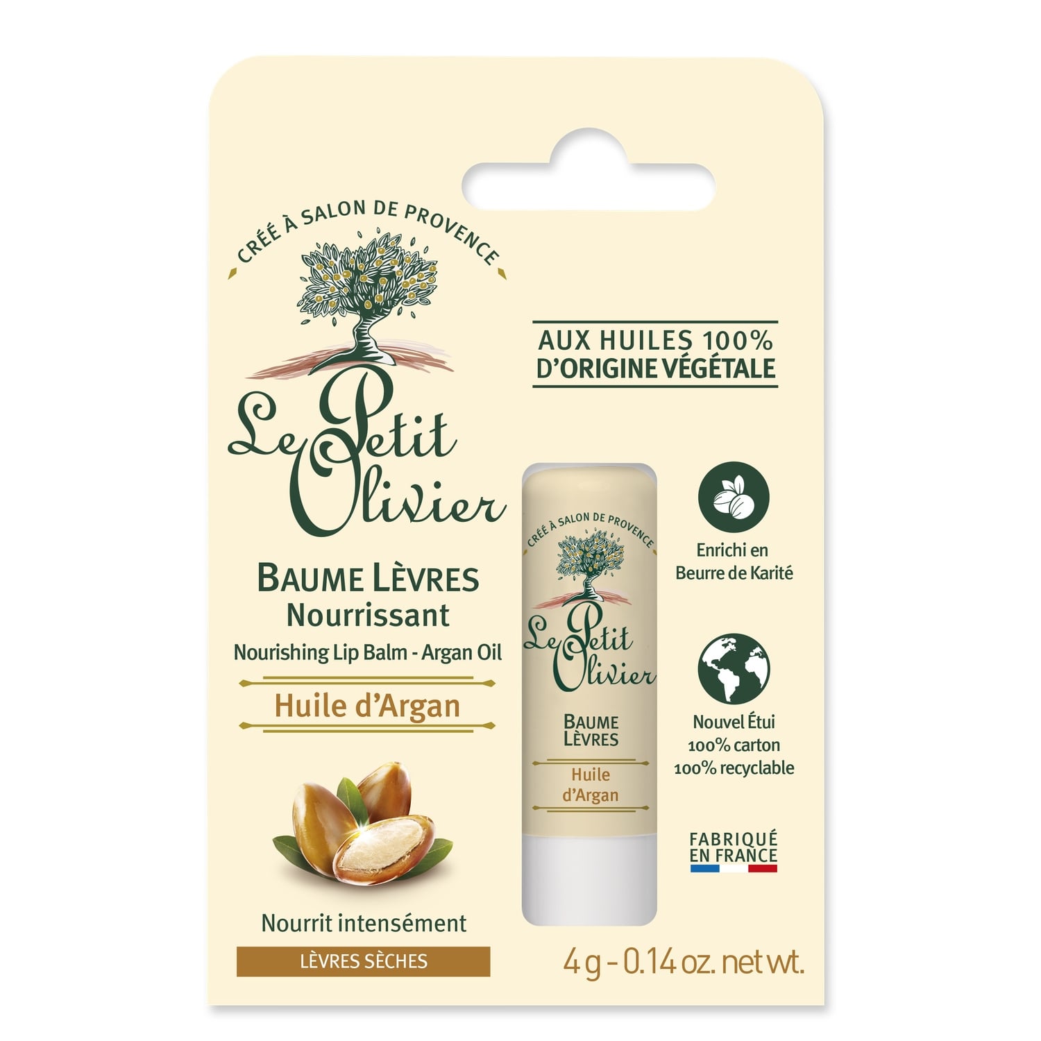 Stick à lèvres Nourrissant Huile d'Argan LE PETIT OLIVIER 