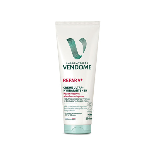Crème Ultra-Nourrissante Corps Peaux Réactives et Atopiques Hydratation 48h Repar V+ LABORATOIRES VENDOME le flacon de 250mL