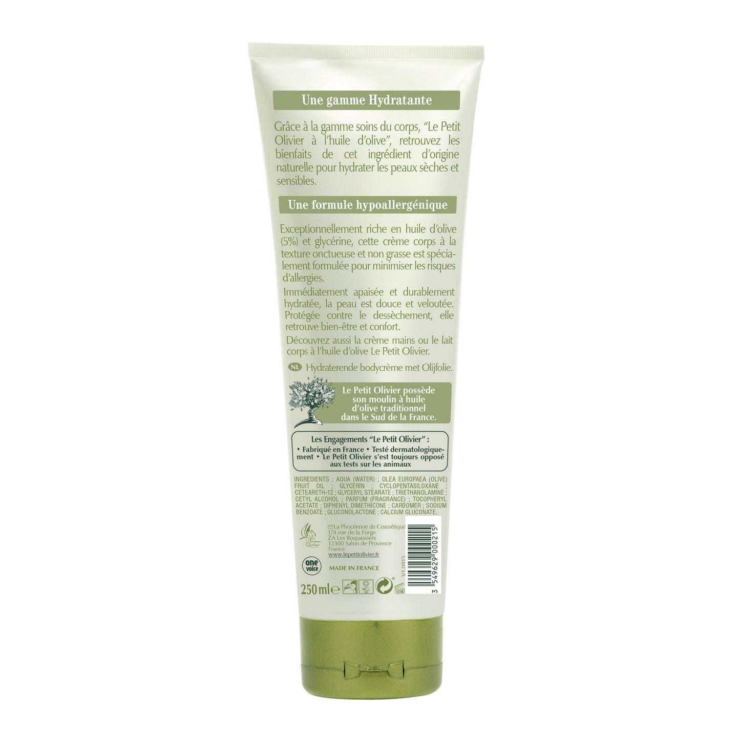 Crème Corps Peau Sèche et Sensible Hydratante Huile d'Olive LE PETIT OLIVIER 