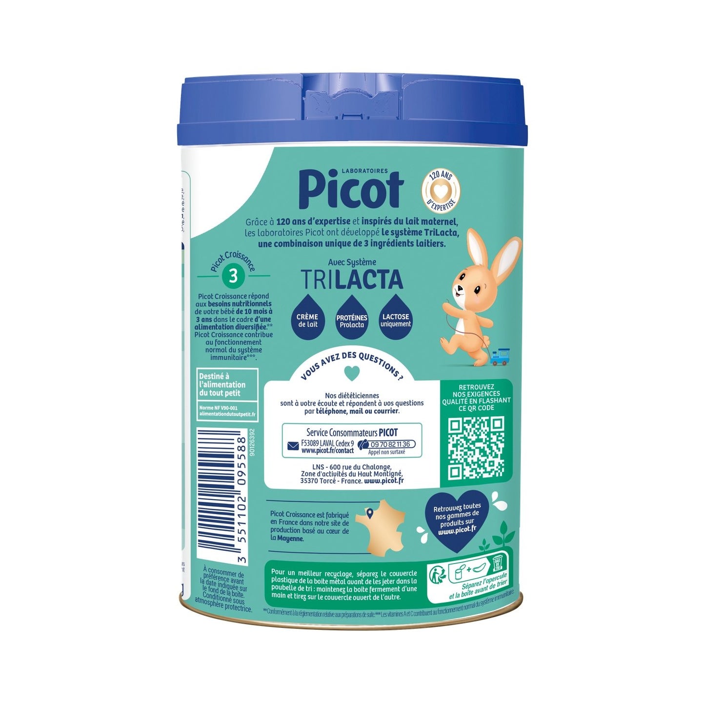 Lait en Poudre Bébé 10 Mois à 3 Ans Croissance 3ème Age PICOT