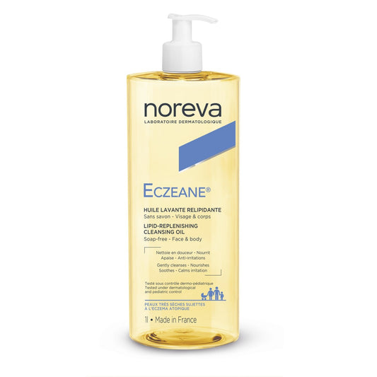 Huile de Douche Corps Peaux Très Sèches Sujettes à l'Eczéma Atopique Relipidante Eczeane Sans Savon NOREVA le flacon de 100mL