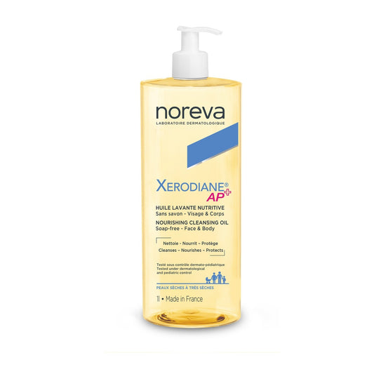 Huile de Douche Visage Corps Sèches à Très Sèches Apaise et Nourrit Xerodiane AP+ NOREVA la pompe de 1L