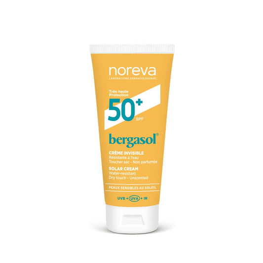 Crème Solaire Peau Sensible Très Haute Protection Spf 50+ Invisible Résistant à l'Eau BERGASOL le tube de 50mL