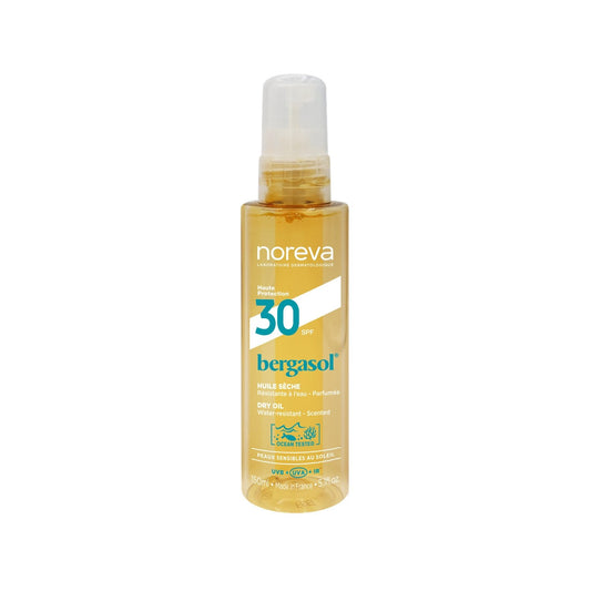 Huile Sèche Peau Sensible Haute Protection Spf 30 Résistante à l'Eau Bergasol NOREVA le flacon de 150mL
