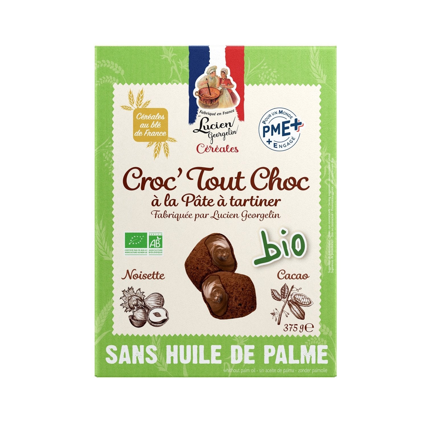 Céréales Fourrés Pate à Tartiner Bio LUCIEN GEORGELIN la boîte de 375 g
