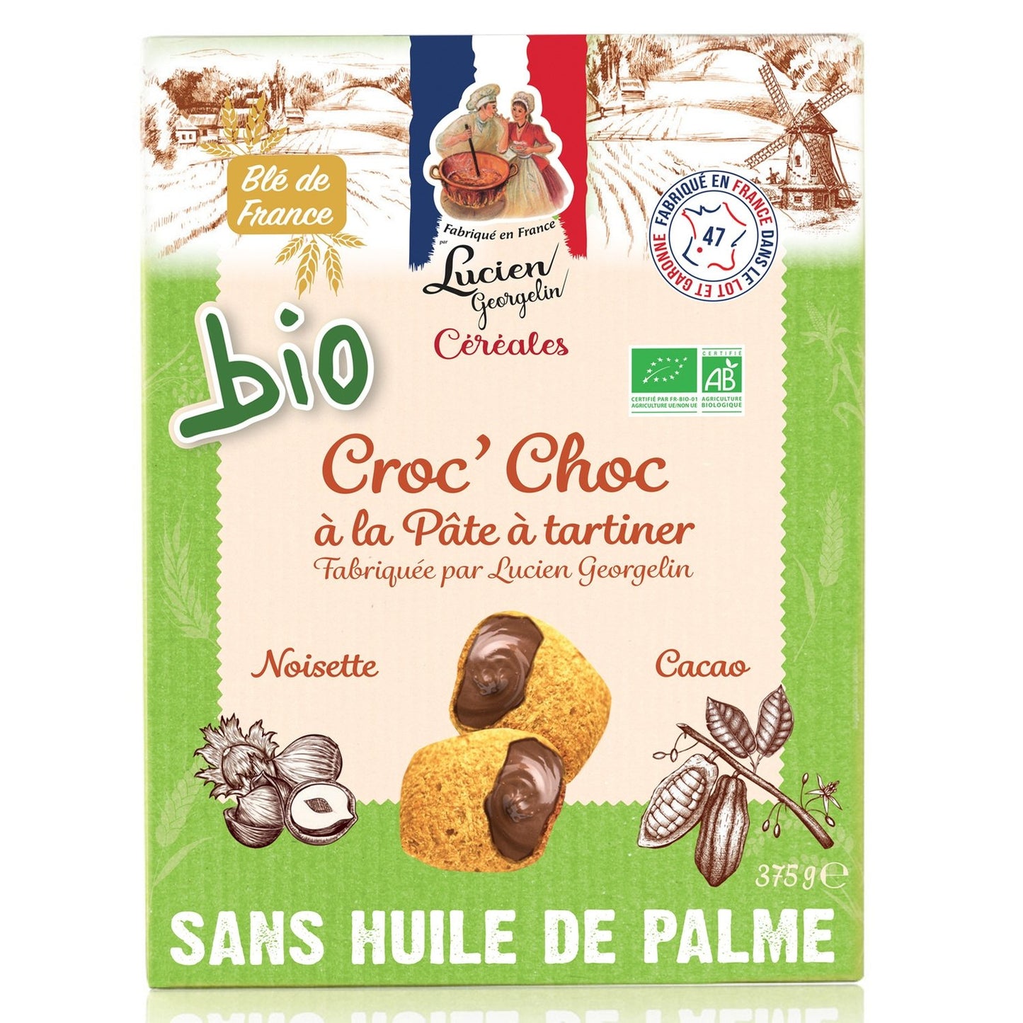 Céréales Fourré à la Pate de Noisettes Bio LUCIEN GEORGELIN CEREALES