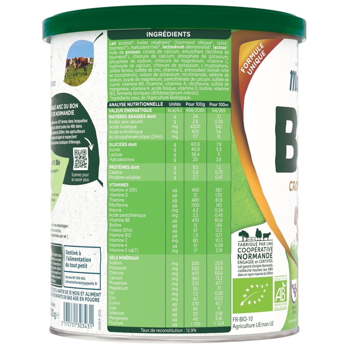 [ANTI-GASPILLAGE] Lait Bébé en Poudre Croissance Bio MODILAC - Date de durabilité minimale : 13/04/2025