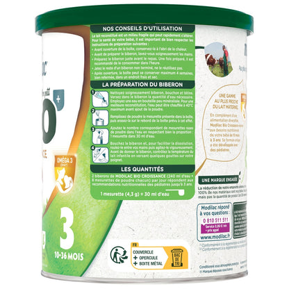 [ANTI-GASPILLAGE] Lait Bébé en Poudre Croissance Bio MODILAC - Date de durabilité minimale : 13/04/2025