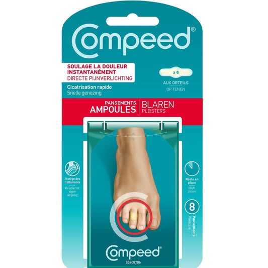 Pansements Ampoules Soulage la Douleur Immédiatement Anti-Frottements Orteils COMPEED les 8 pansements