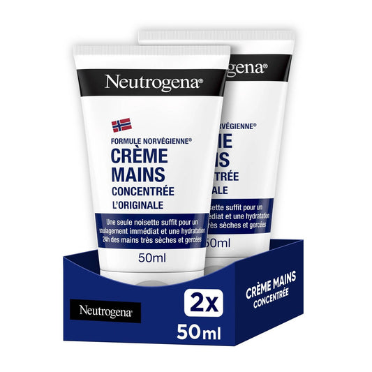 Crème Mains Très Sèches et Abîmées Hydrate et Protège Non Parfumée NEUTROGENA les 2 tubes de 50 ml
