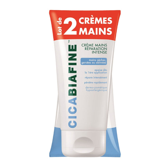 Crème Mains Sèches Gercées Ou Abîmées Répare Intensément CICABIAFINE les 2 tubes de 75 ml