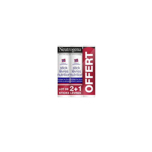 Soin Lèvres Nutrition Intense Formule Norvegienne NEUTROGENA les 3 tubes de 4,8 g
