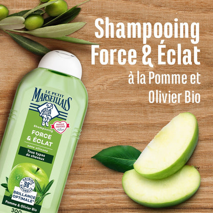 Shampoing Force et Éclat Tous Types de Cheveux Pomme et Olivier Bio LE PETIT MARSEILLAIS