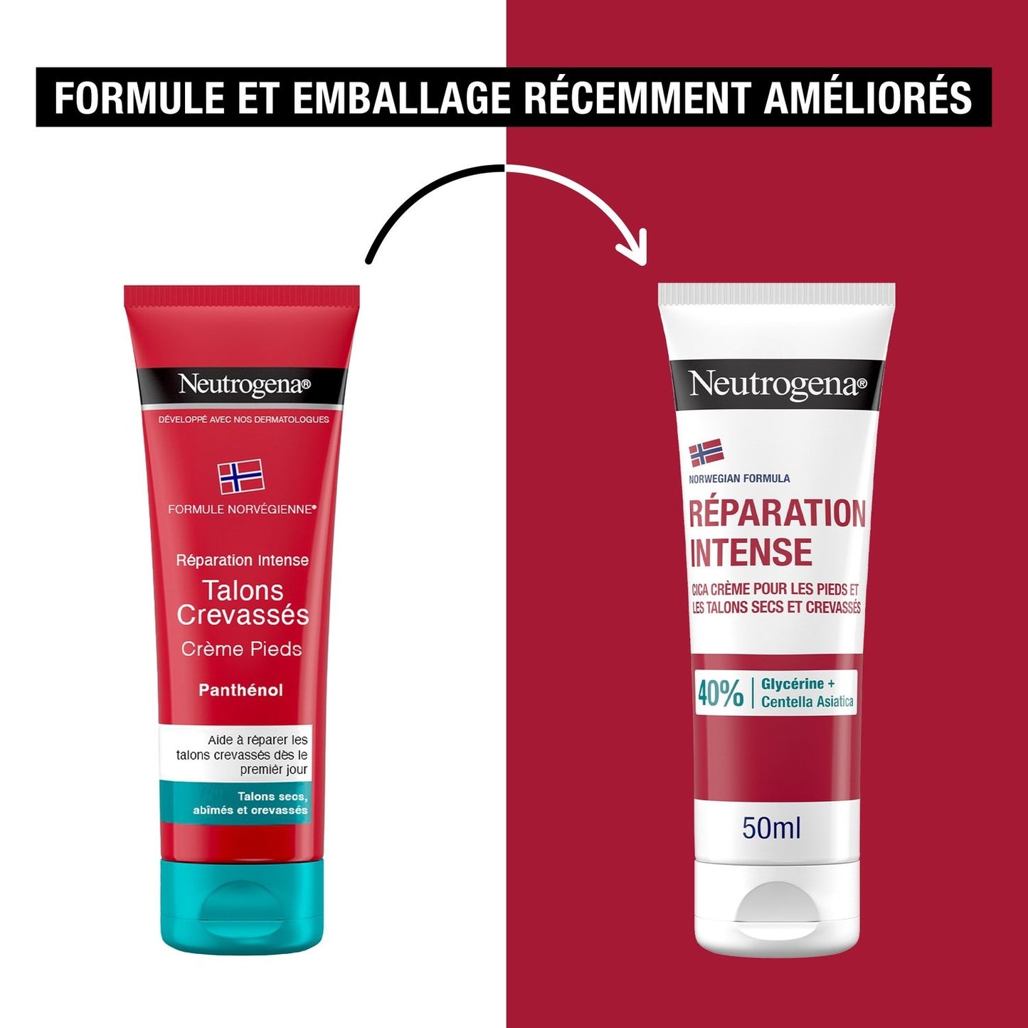 NEUTROGENA Fußcreme für rissige Fersen, repariert, beruhigt, spendet 24 Stunden intensiv Feuchtigkeit