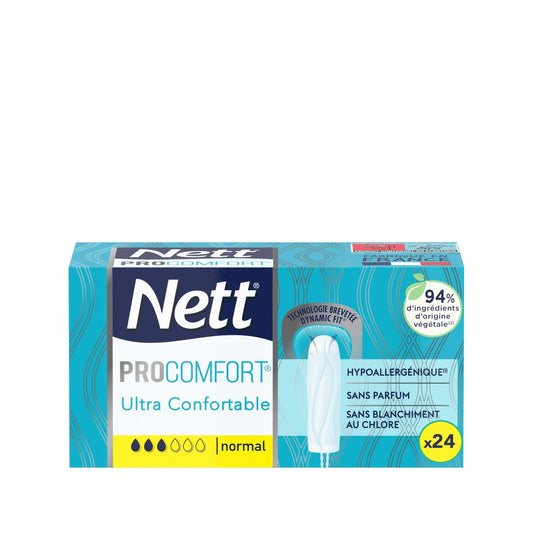 Tampons Sans Applicateur Normal Pro Comfort Dynamic Fit NETT la boite de 24 tampons