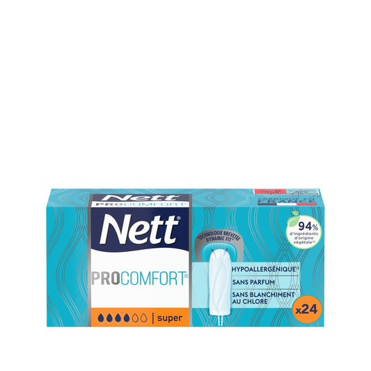 Tampons Sans Applicateur Super Pro Comfort Dynamic Fit NETT la boîte de 24 tampons