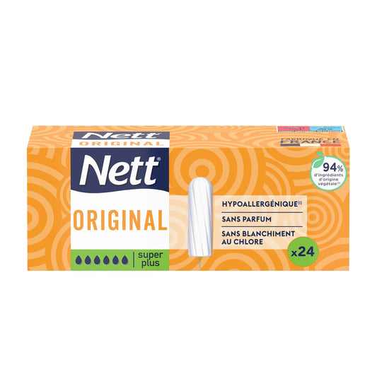 Tampons Sans Applicateur Super Original Hypoallergénique NETT la boîte de 24 tampons