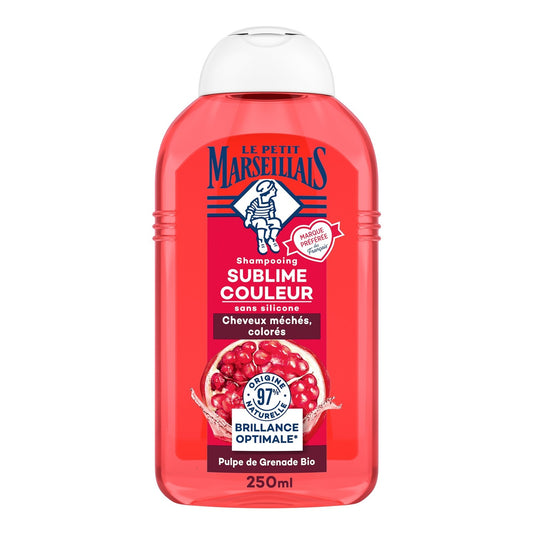 Shampoing Sublime Couleur Cheveux méchés et colorés Pulpe de grenade Bio LE PETIT MARSEILLAIS le flacon de 250mL
