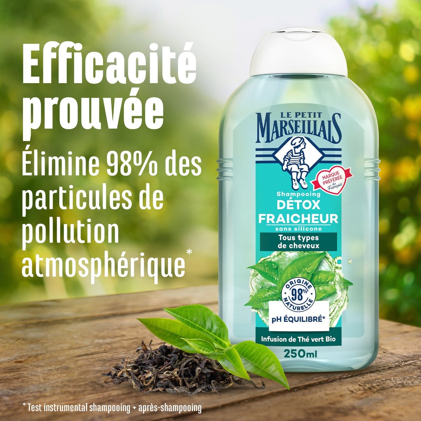 Shampoing Détox Fraîcheur Tous Types de Cheveux Infusion de Thé Vert Bio LE PETIT MARSEILLAIS