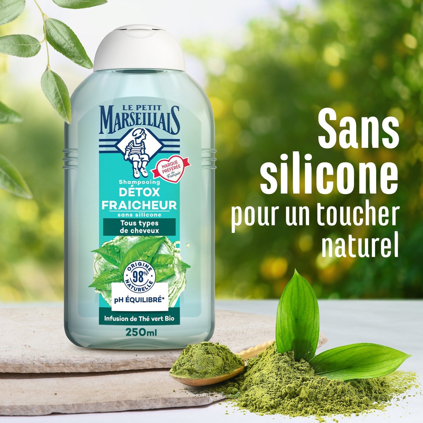 Shampoing Détox Fraîcheur Tous Types de Cheveux Infusion de Thé Vert Bio LE PETIT MARSEILLAIS