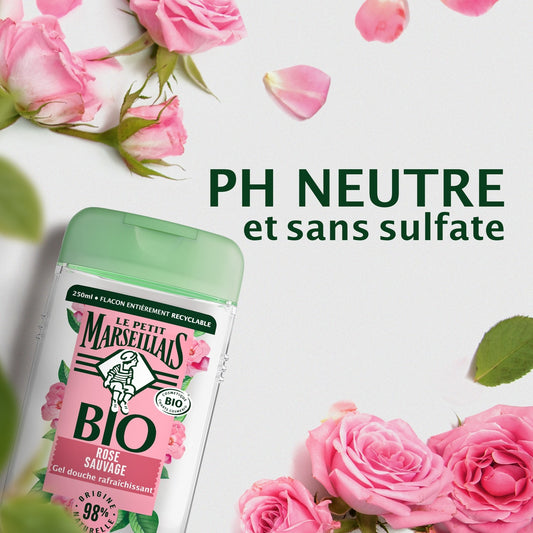 Gel Douche Rafraichissant Rose Sauvage Bio LE PETIT MARSEILLAIS