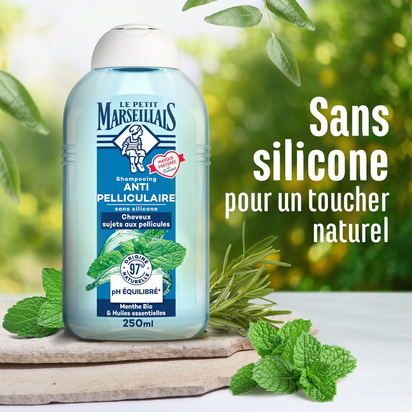 Shampoing Antipelliculaire Cheveux Sujets aux Pellicules Menthe Bio et Huiles Essentielles LE PETIT MARSEILLAIS