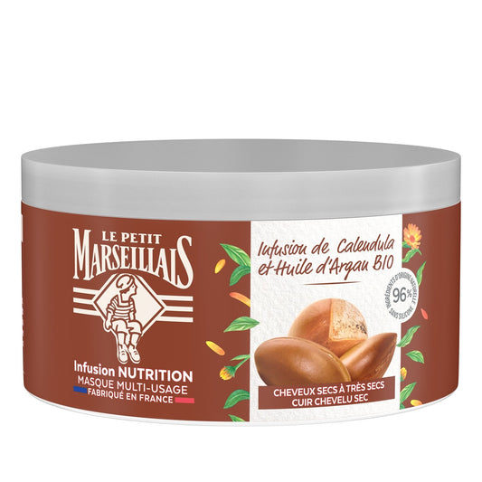 Masque Nutrition Cheveux Secs à Très Secs Calendula et Huile d'Argan Bio LE PETIT MARSEILLAIS le pot de 300mL