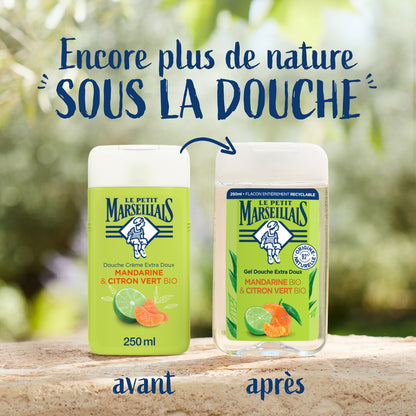 Gel Douche Hydratant Rafraîchissant Mandarine Bio et Citron Vert Bio LE PETIT MARSEILLAIS