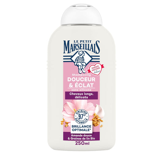 Shampoing Douceur & Éclat Cheveux Longs et Délicats Amande Douce & Graines de Lin Bio LE PETIT MARSEILLAIS
