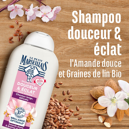 Shampoing Douceur & Éclat Cheveux Longs et Délicats Amande Douce & Graines de Lin Bio LE PETIT MARSEILLAIS